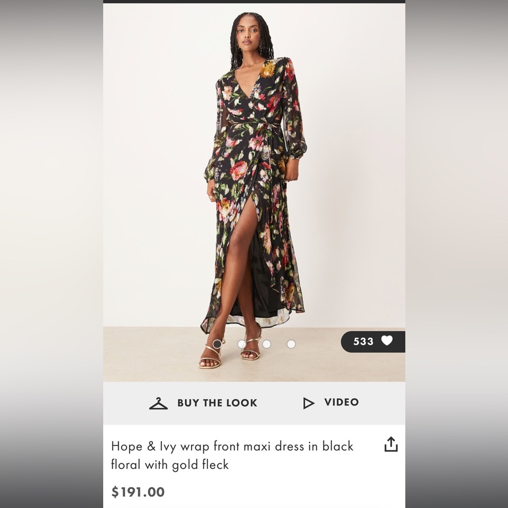 Hope & Ivy Black Floral Wrap Maxi Dress